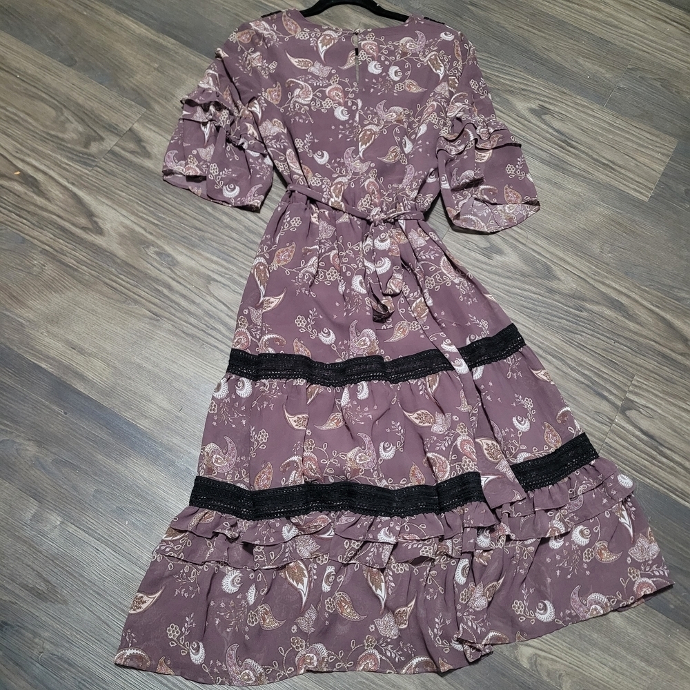 New York & Company Mauve Garment Dress Size S Flowy Bohemian Loose Fit Beachy - Picture 3 of 6